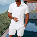 Men's Jacquard Casual Shirt and Shorts Set