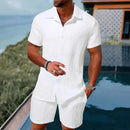 Men's Jacquard Casual Shirt and Shorts Set
