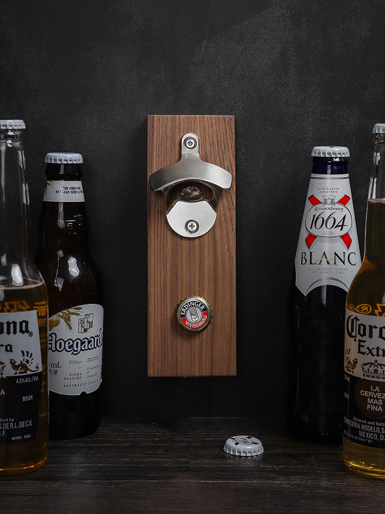 Wooden Magnetic Wall Mounted Bottle Opener