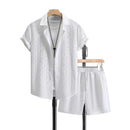 Men's Jacquard Casual Shirt and Shorts Set