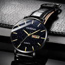 Men's Waterproof Quartz Watch with Double Calendar and Luminous Feature