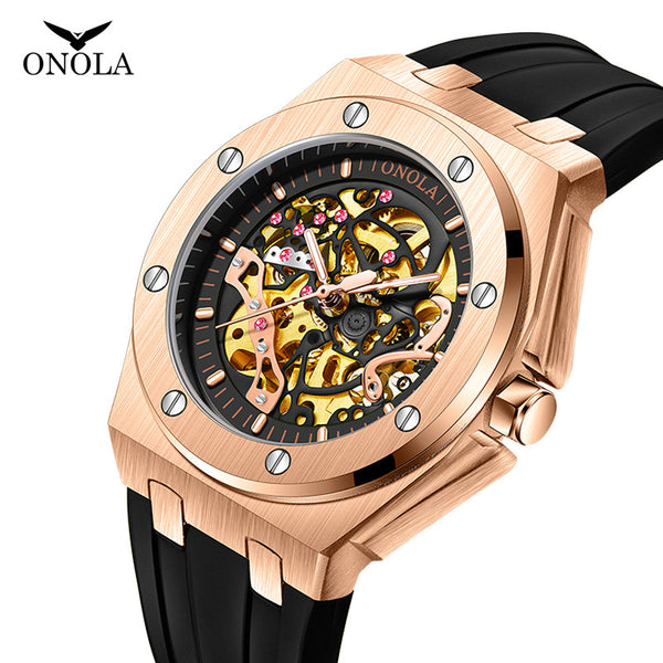 Automatic Mechanical Watch with Silicone Strap