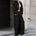 Women's Hooded Zipper Coat and Pants Suit