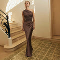 Elegant Off-Shoulder Ruched Satin Dress