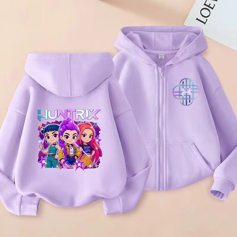 Kids KPop Demon Hunters Fleece Zipper Hoodie