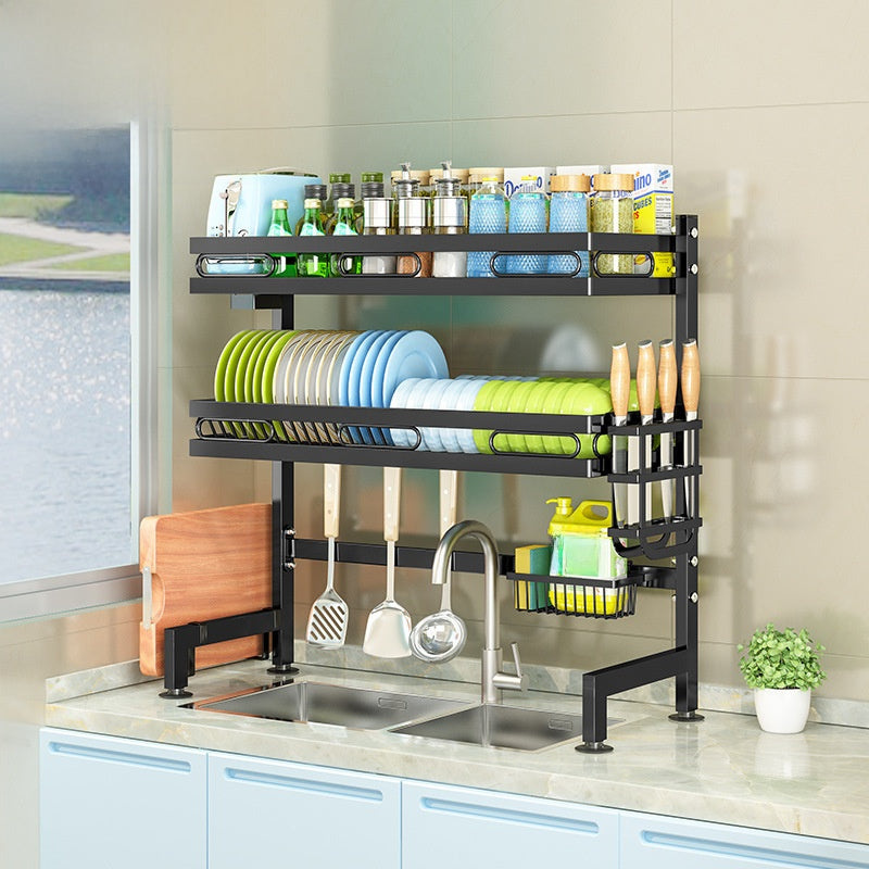 Kitchen Sink Dish Drying Rack with Adjustable Layers