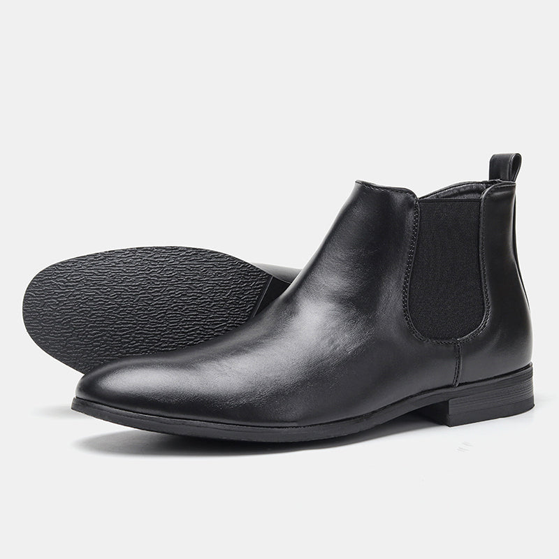 Classic Men's Chelsea Boots with Wooden Heel