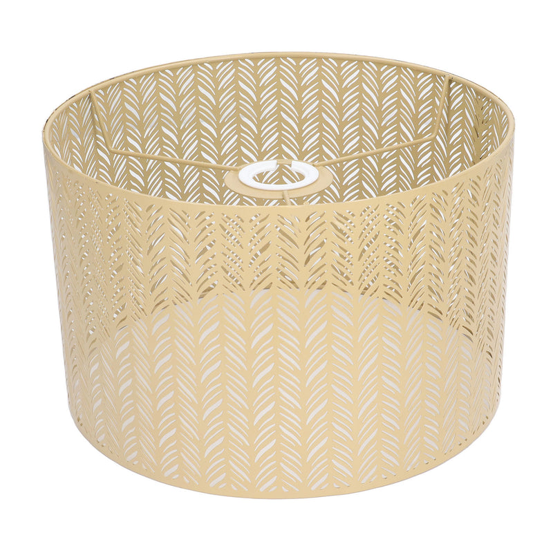 Drum Lamp Shade E27 E14 Clip Fir Leaf Shape Hollow Out Metal Decorative Lampshade Cover for Table Wall Ceiling Lamp Gold