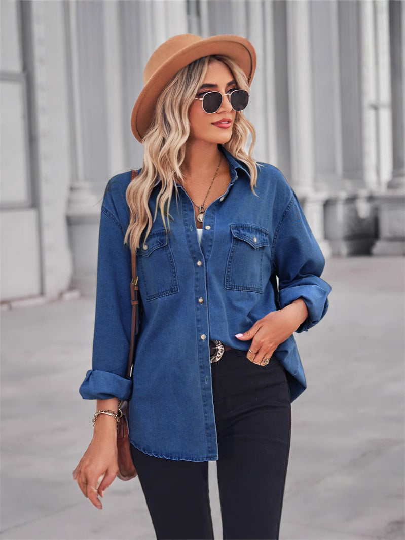 Casual Lapel Shirt and Wide-Leg Pants Set