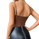 Women Tanks Lace Spaghetti Strap Top Summer Sleeveless Tops Open Back Bone Corset Bustier Sexy Slim Lingerie Bodyshaper Camisole