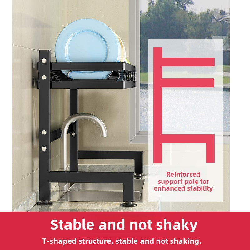 Kitchen Sink Dish Drying Rack with Adjustable Layers