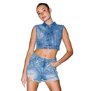 Frayed Lace-up Decorative Low Waist Rhinestone Jeans