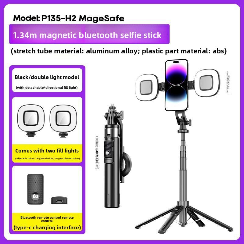Magnetic Bluetooth Selfie Stick with Fill Light