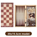 Three-in-One Wooden Chess Checkers Backgammon Board Game Set