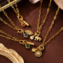 Stainless Steel Zircon Feather Pendant Necklace