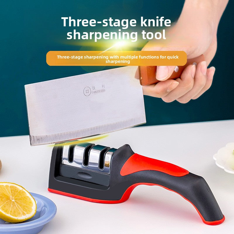 Kitchen 3-section knife sharpener