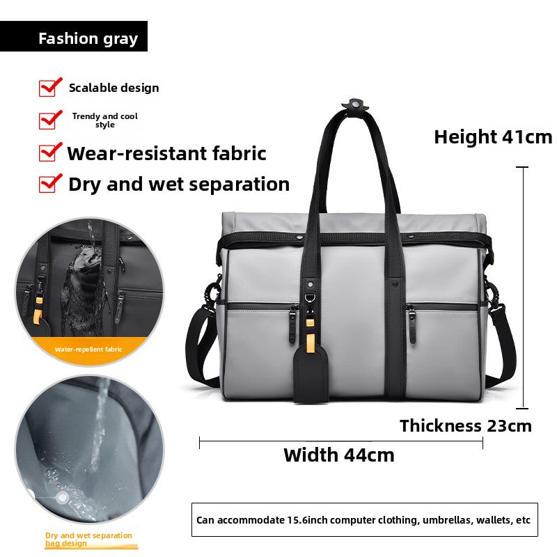 Water-Repellent Large-Capacity Travel Tote Bag with Dry/Wet Separation