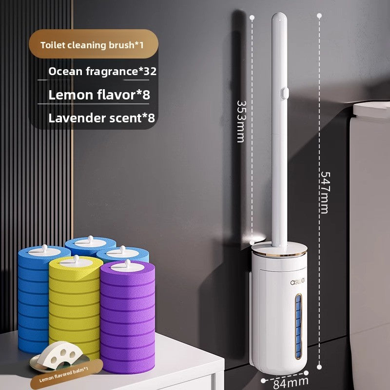 Disposable Wall-mounted Toilet Brush with Replaceable Heads