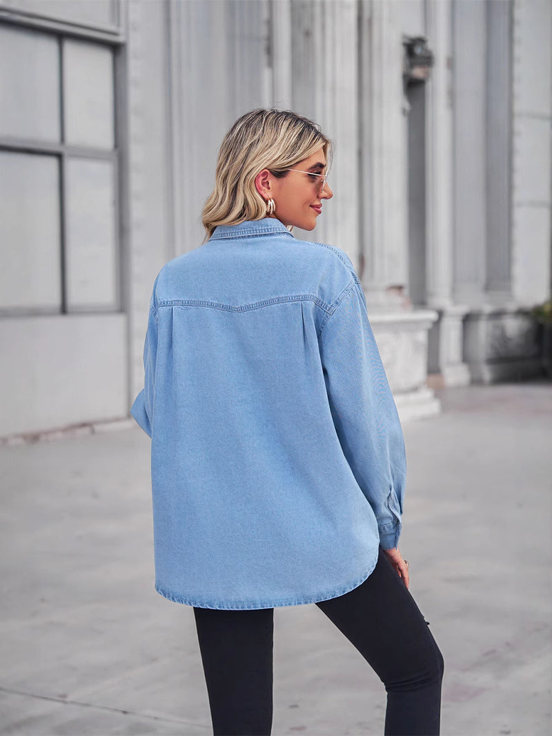 Casual Lapel Shirt and Wide-Leg Pants Set