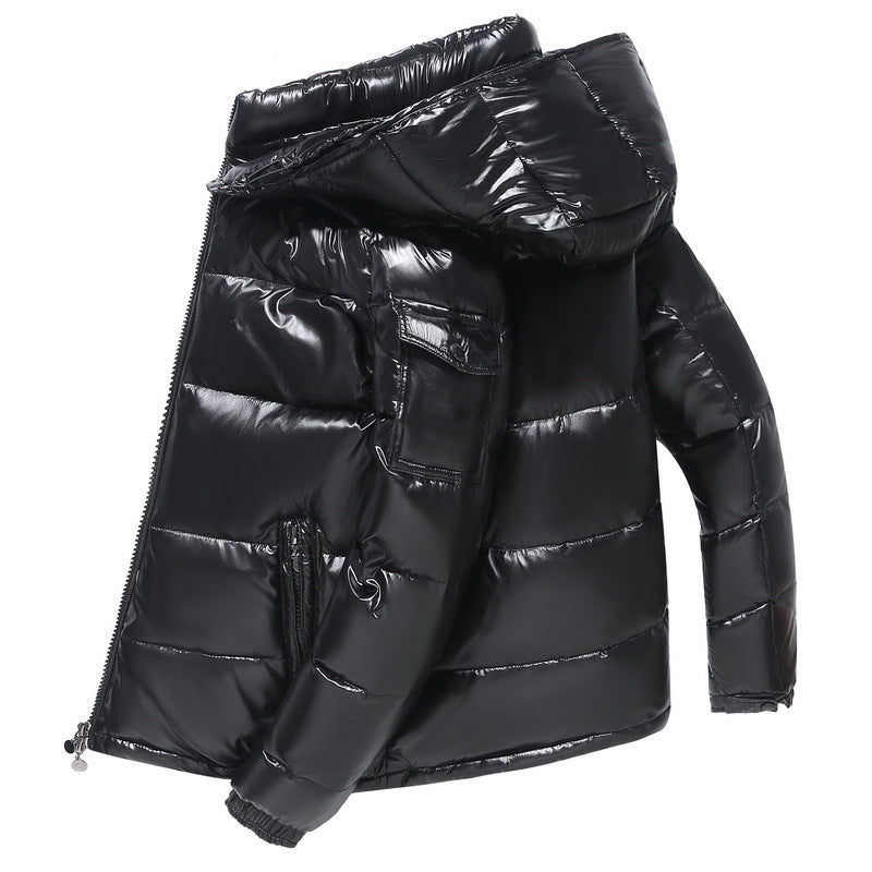 Men's Glossy No-Wash Hooded Winter Jacket