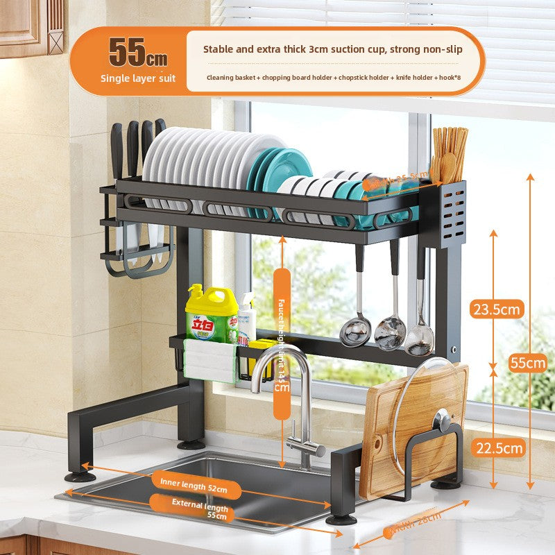 Kitchen Sink Dish Drying Rack with Adjustable Layers