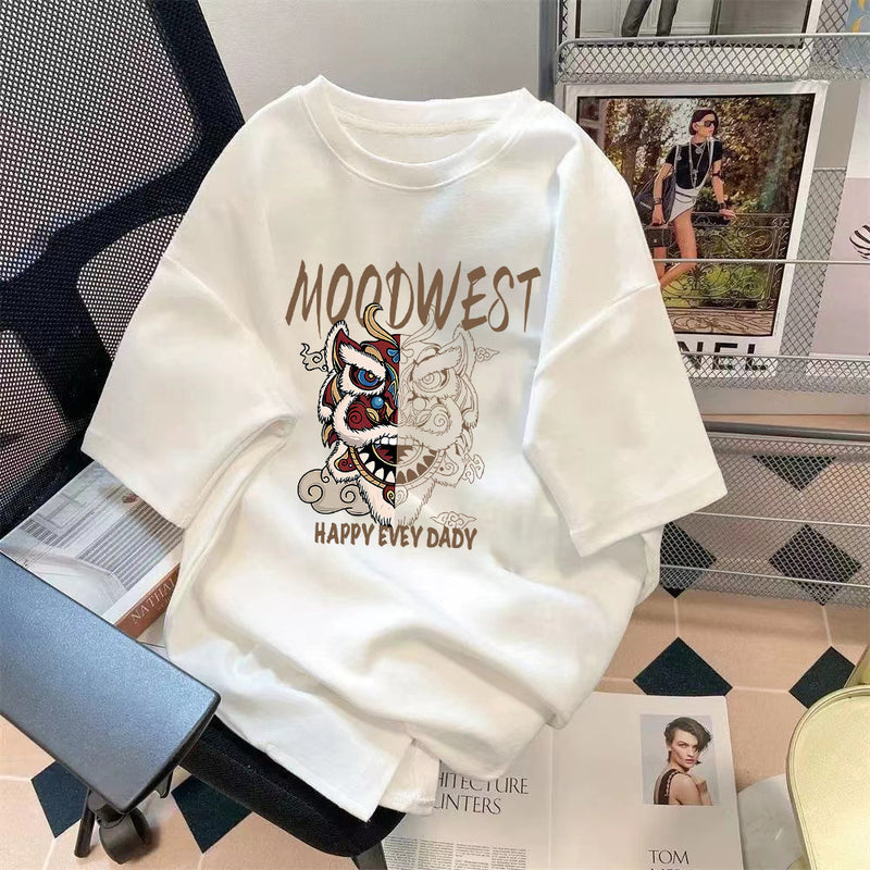 Trendy Summer Bear Print Loose T-Shirt