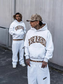 Streetwear Hooded Sweatshirt Set with Leopard Embroidery