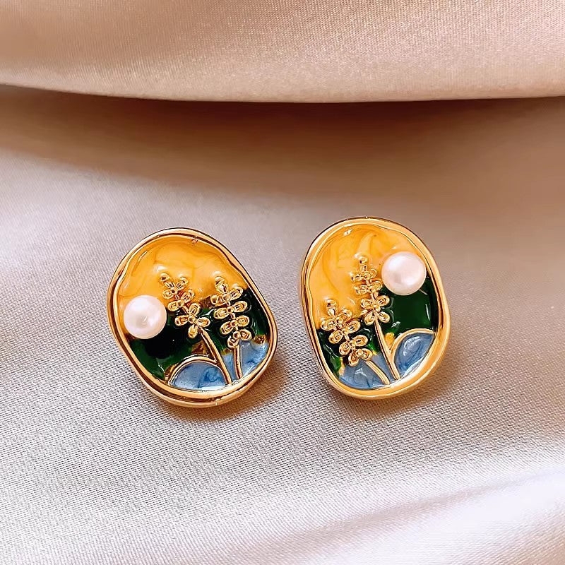 S925 Silver Pearl Earrings Elegant Light Luxury Fashion Jewelry