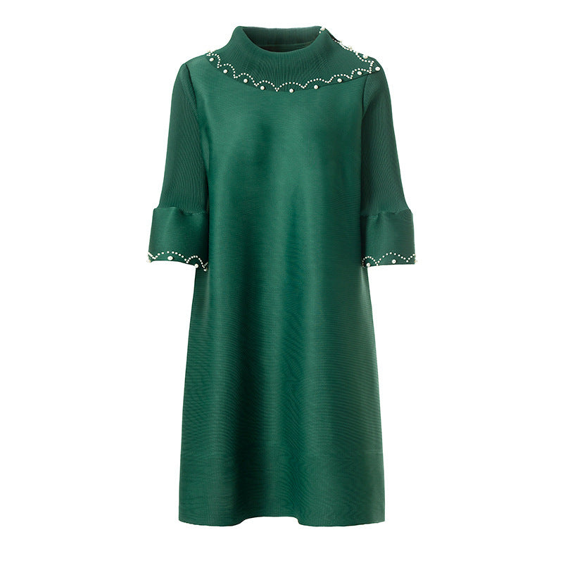 Pleated Temperament Black Dress Spring Dress