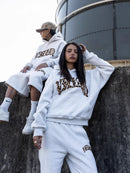 Streetwear Hooded Sweatshirt Set with Leopard Embroidery