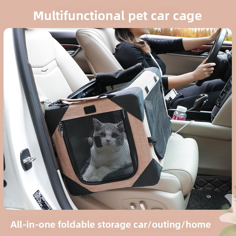 Portable and foldable car dog cage