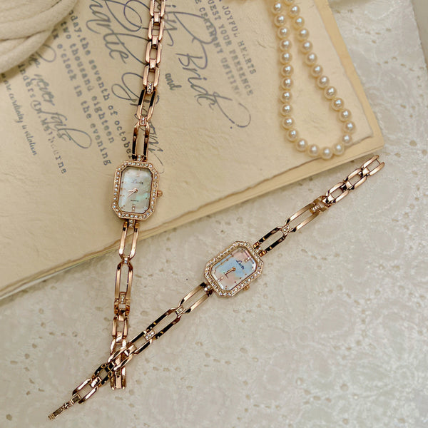 Square Diamond-encrusted Women's Bracelet Watch