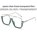 Plain double-beam large-frame anti-blue light retro glasses