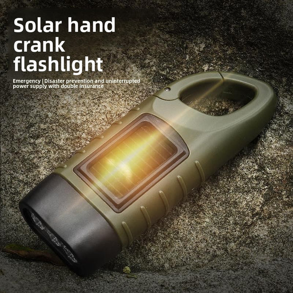 Solar Hand-Crank Flashlight with LED Emergency Light