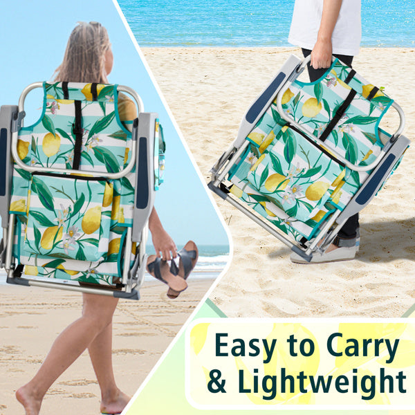 63x65x82cm, Lemon Pattern, Aluminum, Beach Chair, Oxford Cloth, Silver-white Aluminium Tube