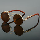 Retro Double Bridge Round Frame Sunglasses