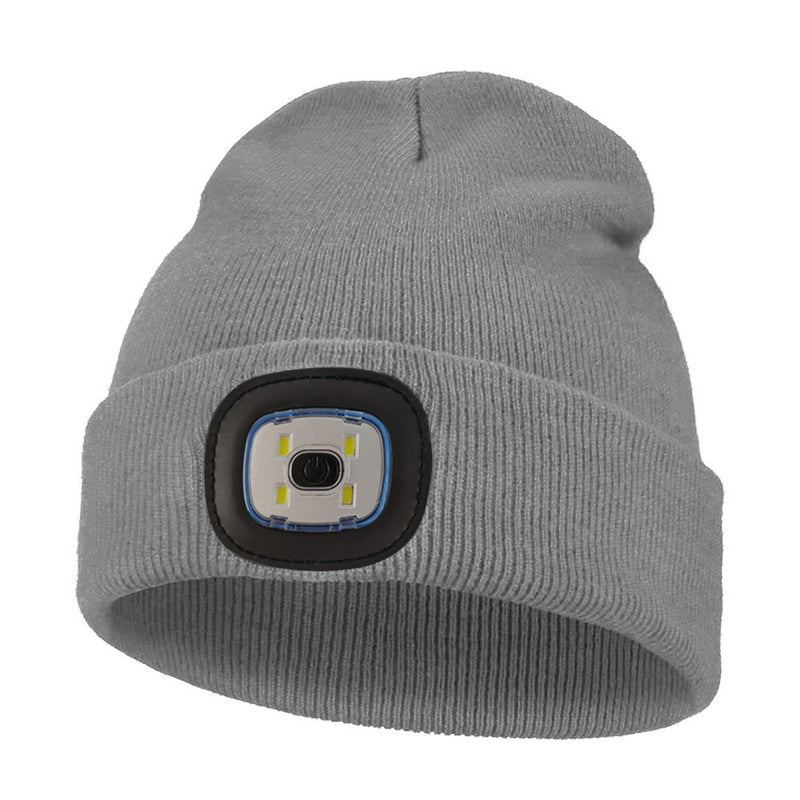 Outdoor sports LED button electronic light knitted hat