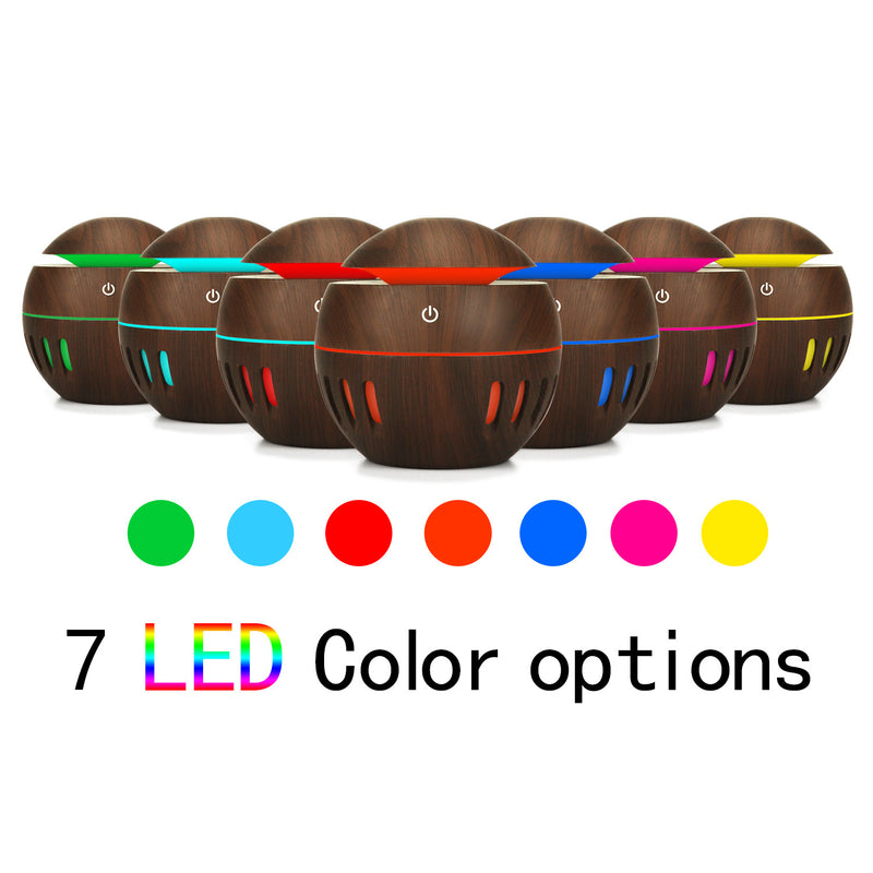 Wood grain humidifier with colorful night light