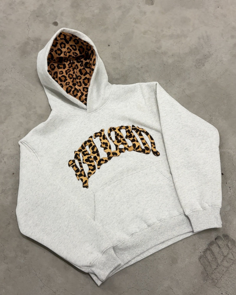 Streetwear Hooded Sweatshirt Set with Leopard Embroidery