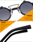 New Round Frame Punk Double-layer Flip Sunglasses