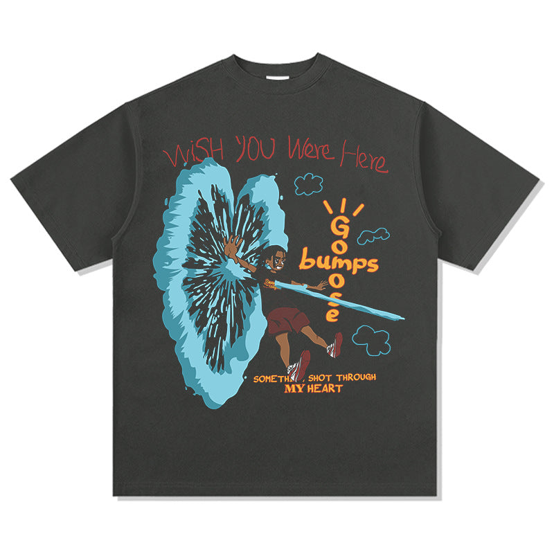Retro Travis Scott Hip Hop Cartoon Printed Cotton T-Shirt