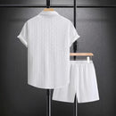 Men's Jacquard Casual Shirt and Shorts Set