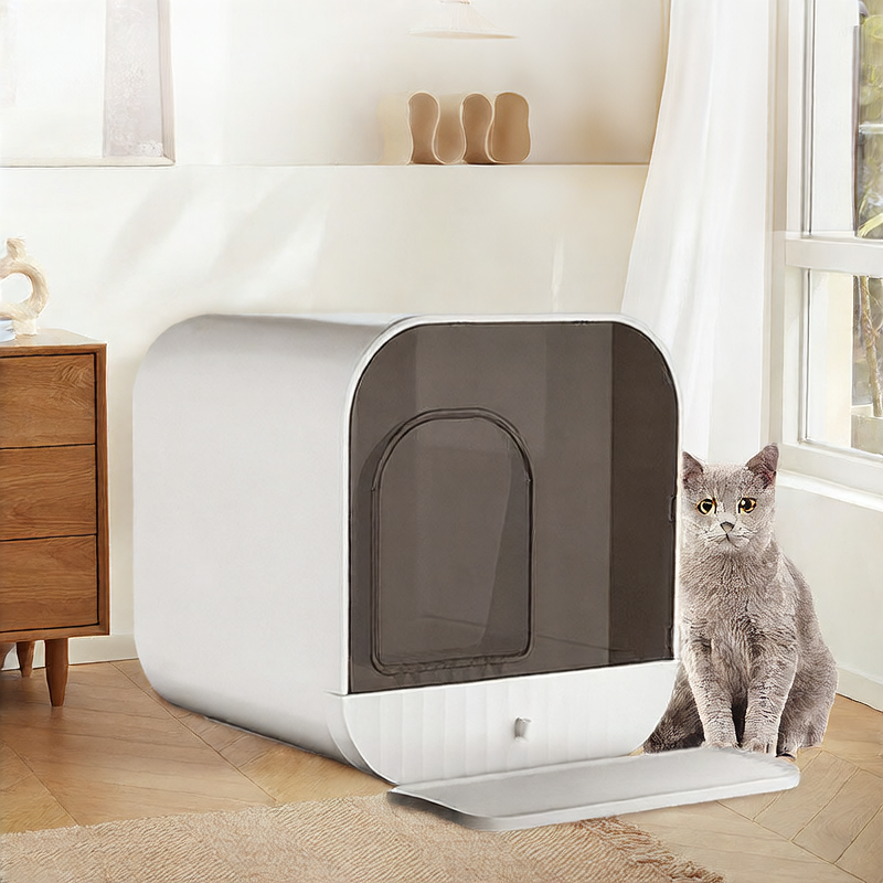 Fully enclosed cat litter box