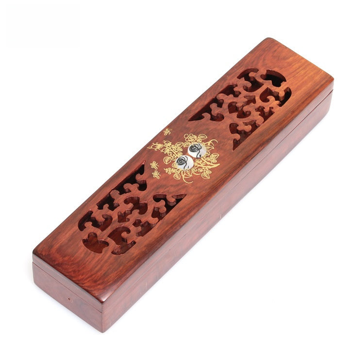 Rosewood Incense Burner Box with Inlaid Shell