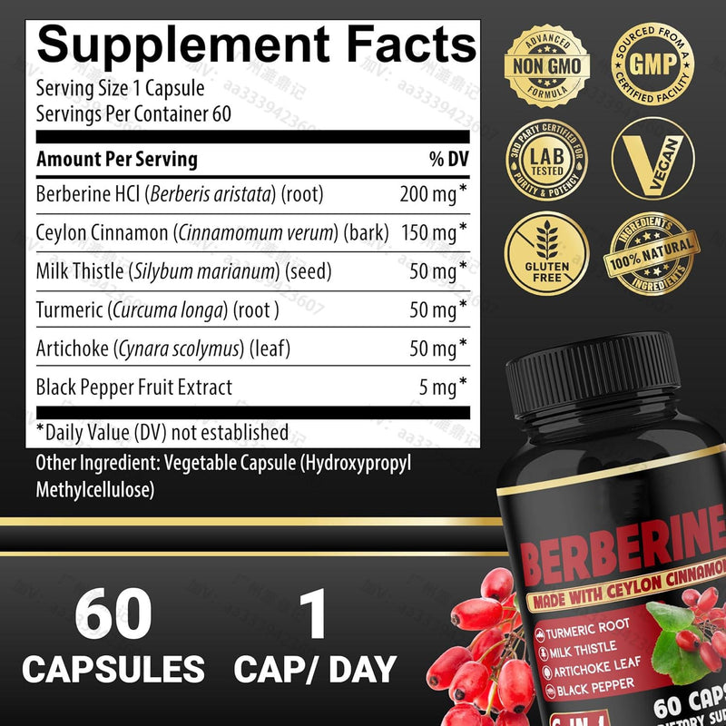 Berberine Turmeric Dietary Supplement Capsules