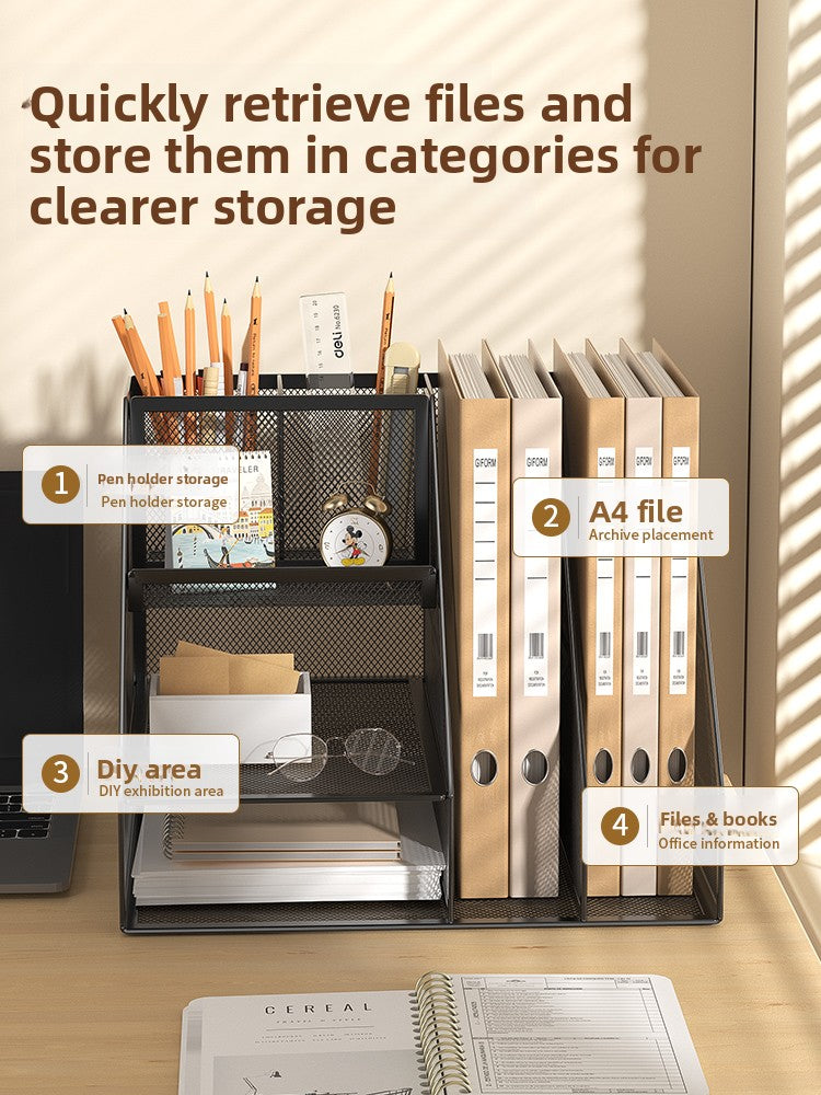 Metal File Organizer Office Document Storage Rack