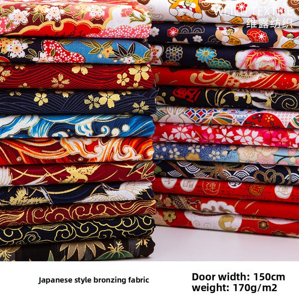 All-cotton Japanese-style gold-embossed fabric