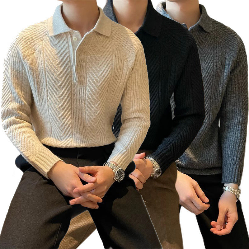 Men's light mature style long-sleeved knitted sweater