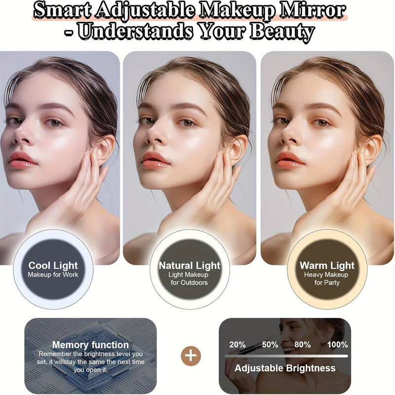 Portable makeup mirror with storage bag