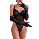 Transparent net-sheer one-piece dress